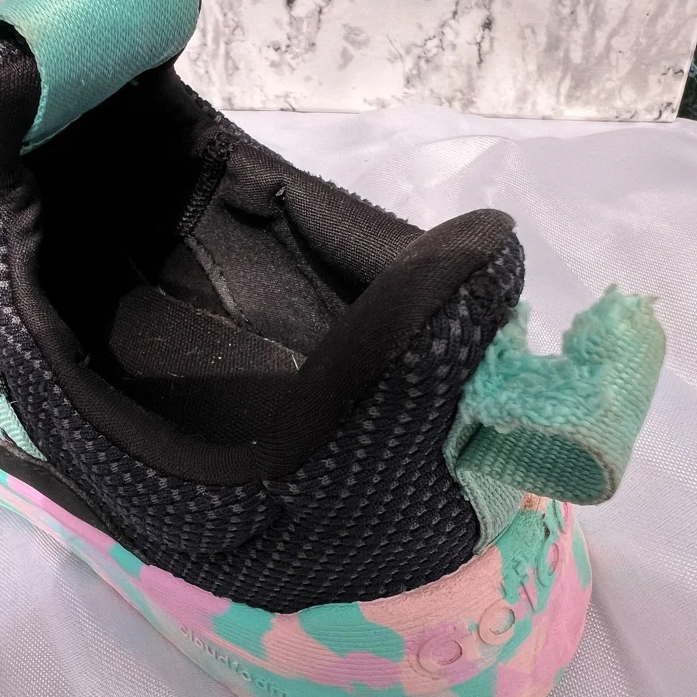 Adidas Black and Green Sneakers with Breathable Mesh